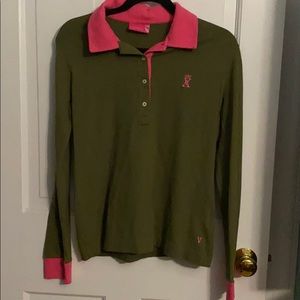 Dark green collared long sleeve shirt